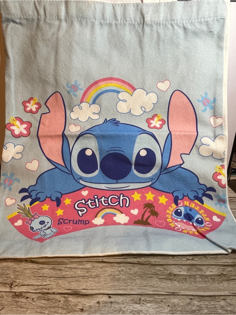 Kids Cartoon Stitch Tote Bag in Blue & Pink